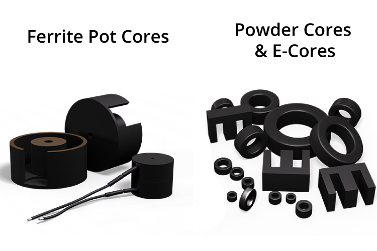 Ferrite Pot cores, E-cores, and powder cores use epoxy binding resin